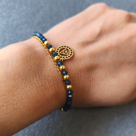 Pulseira Dupla Safira Azul · Chakra da Garganta