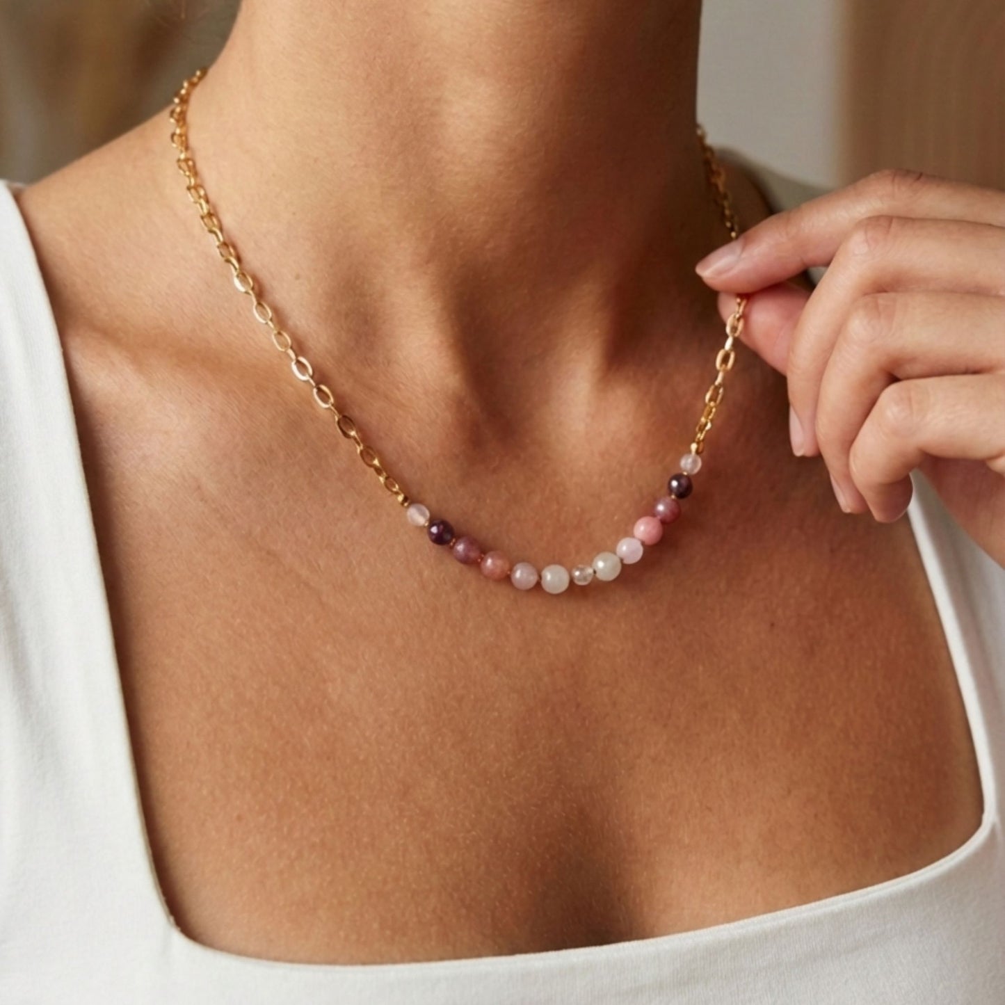 Colar Aura Rosa I – Equilíbrio, Amor e Serenidade