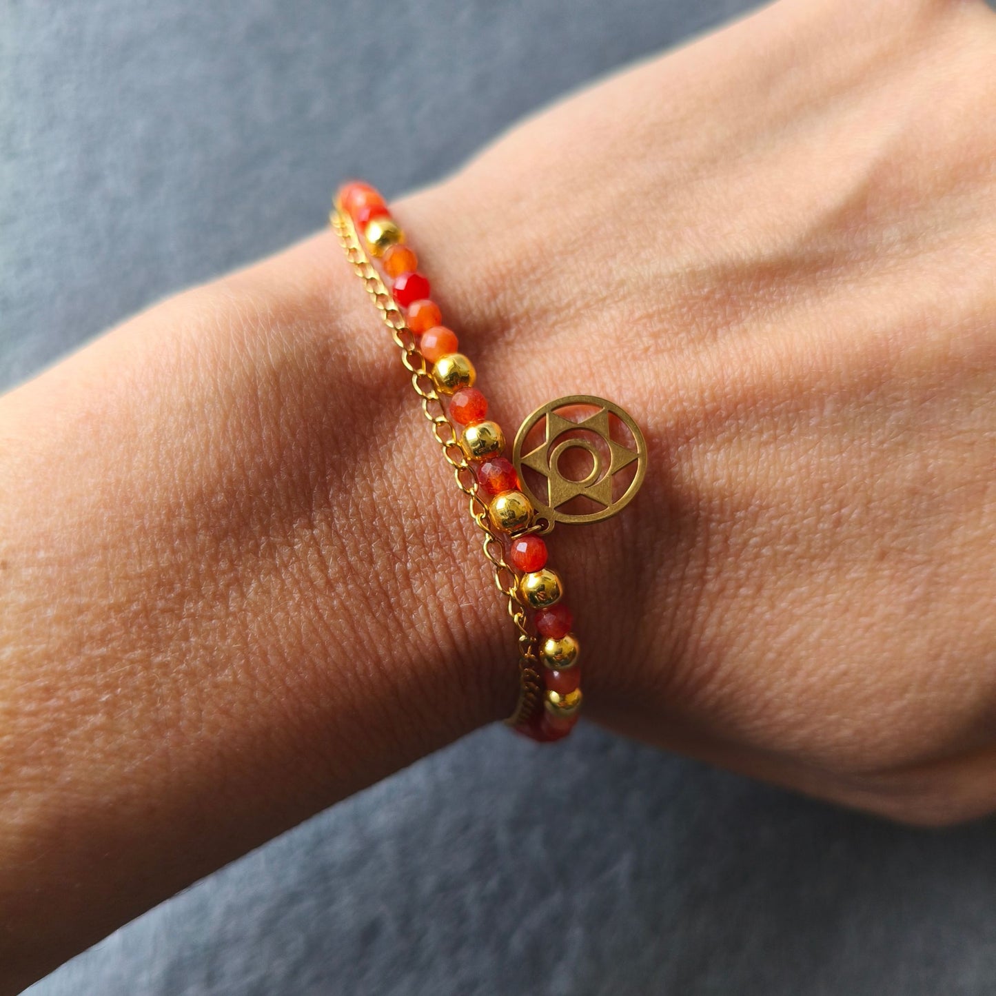 Pulseira Dupla Aventurina Laranja · Chakra Sacral