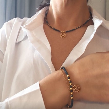 Pulseira Dupla Safira Azul · Chakra da Garganta