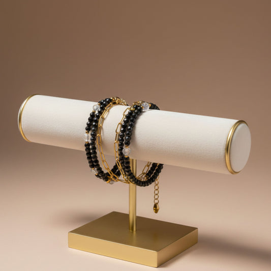 Triple Layer Set - Spinel, Quartz and Gold Stainless Steel