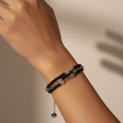 Conjunto de triple protección y estilo: espinela, cuarzo y acero inoxidable plateado