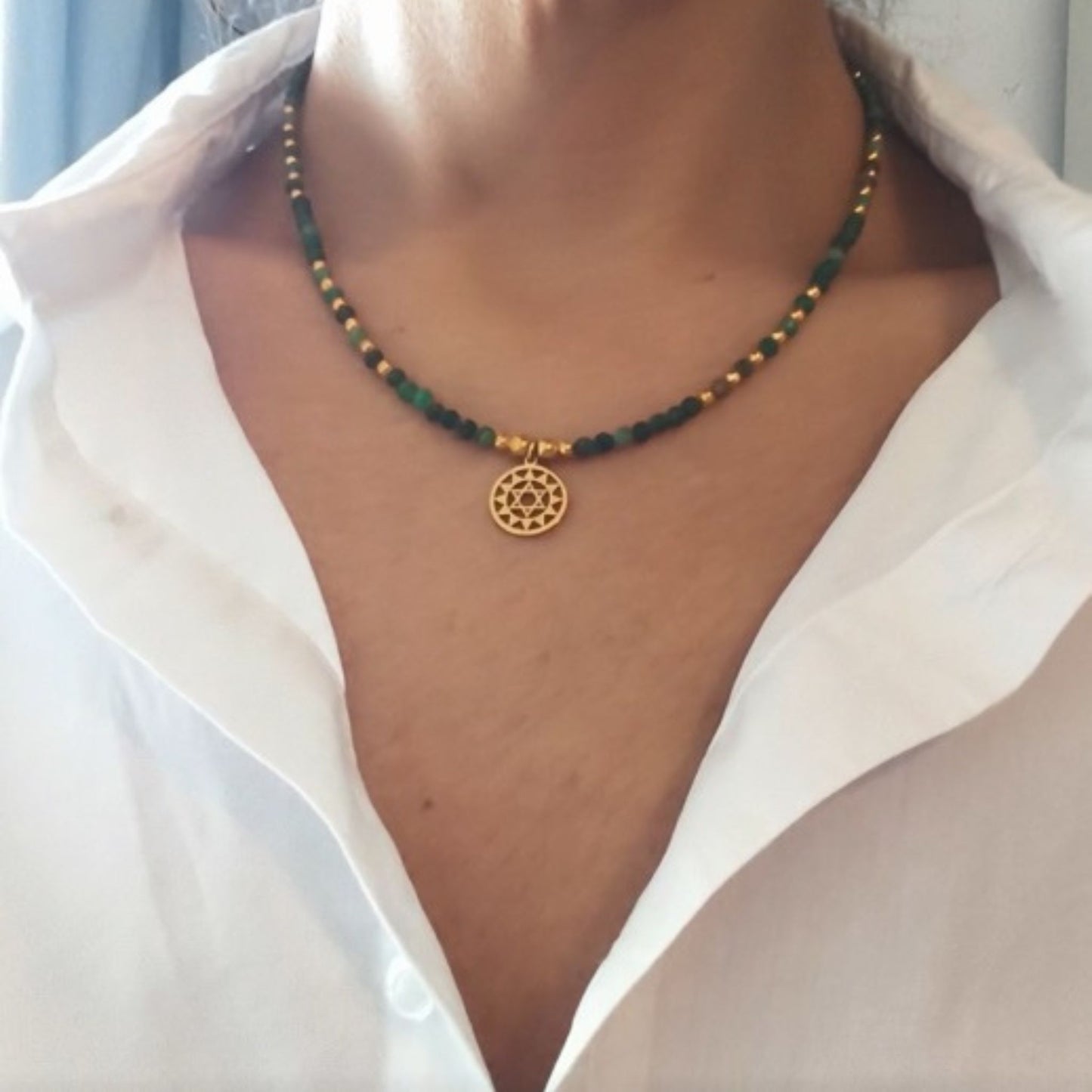 Colar Mica Verde · Chakra Cardíaco