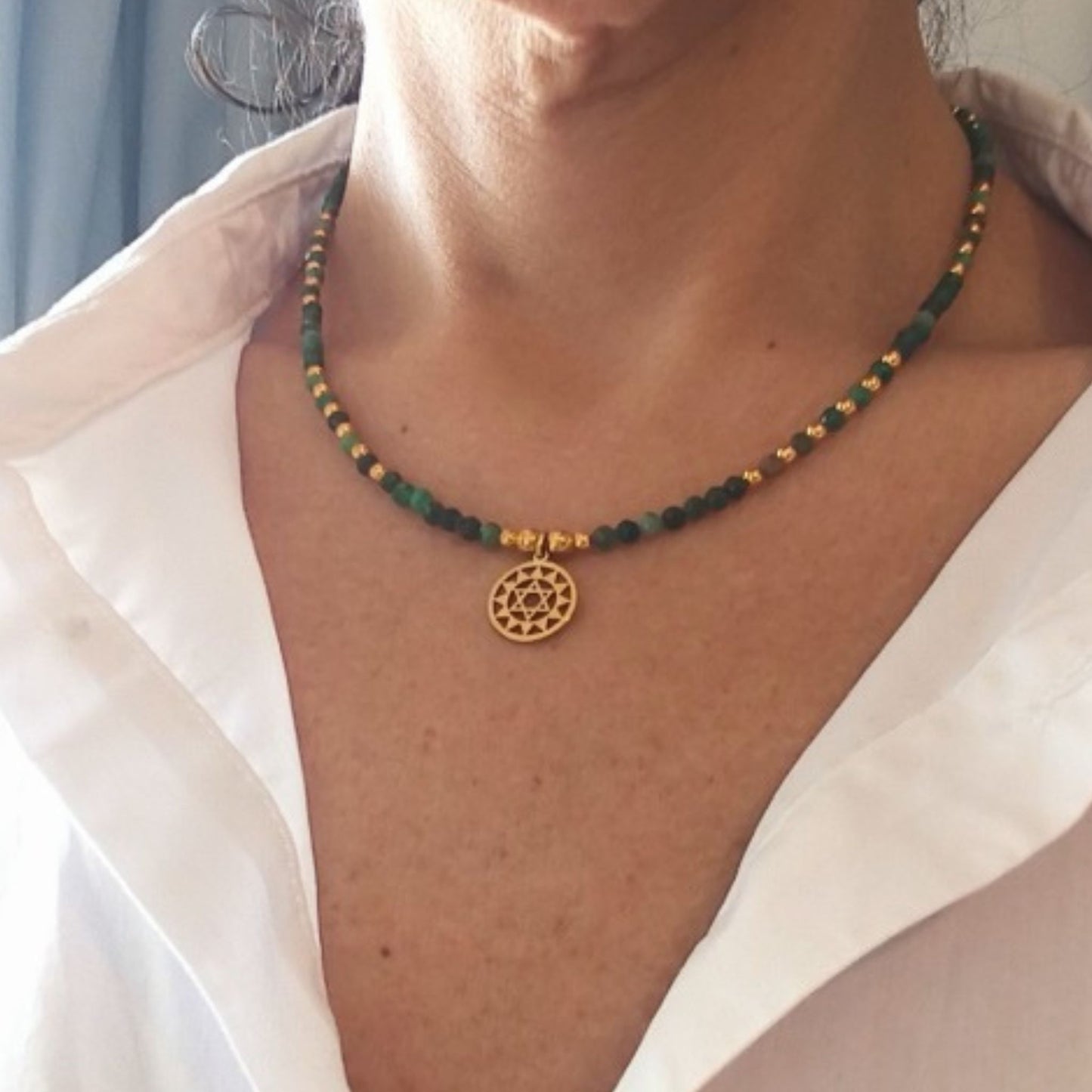 Colar Mica Verde · Chakra Cardíaco