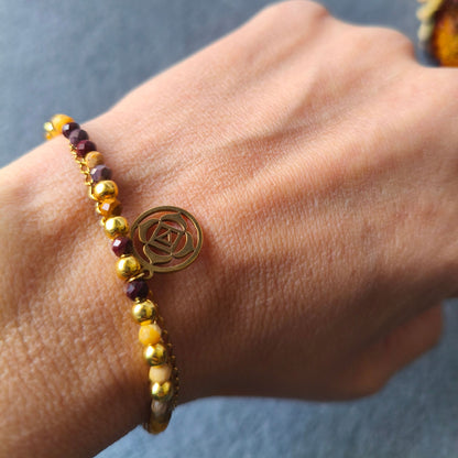 Pulseira Dupla Jaspe Mokaite · Chakra Raíz
