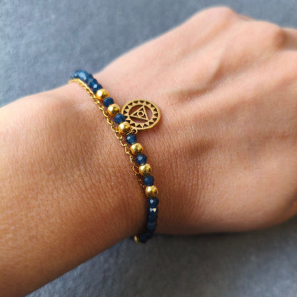 Pulseira Dupla Safira Azul · Chakra da Garganta